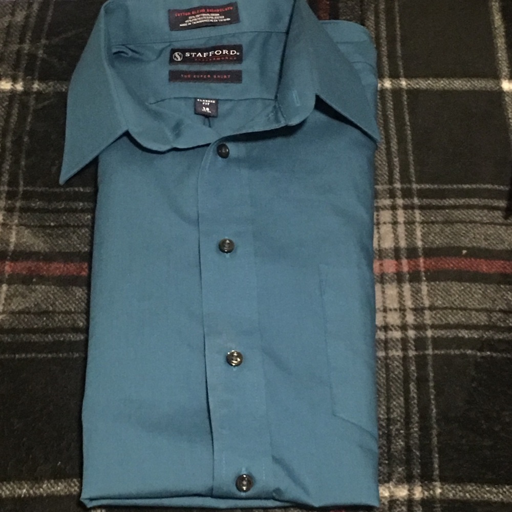 Stafford long sleeve blue shirt